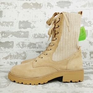 NEW Sam Edelman “Lydell” Tan Lug Sole Combat Lace Up Boots i81